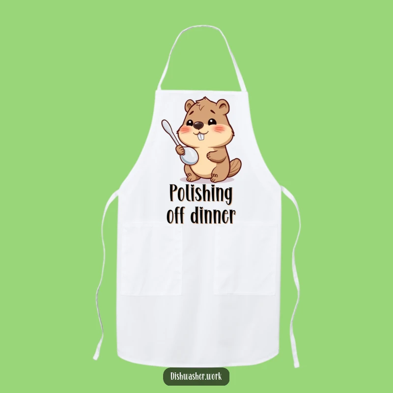 Funny Beaver Polishing Apron: Utensil Shine Humor, Perfect Gift for Cooks