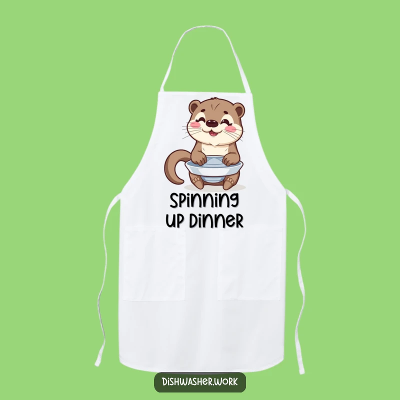 Funny Otter Plate Polishing Apron: Performer's Kitchenware Gift!