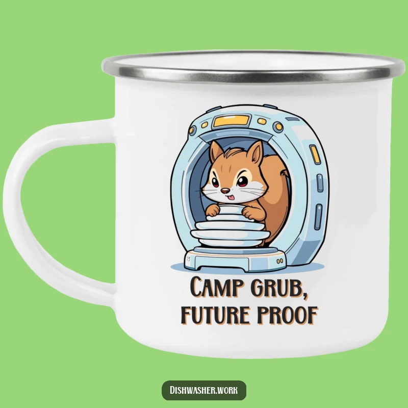 Funny Squirrel Future Campfire Mug: Sci-Fi Sips, Perfect Humorous Outdoor Gift