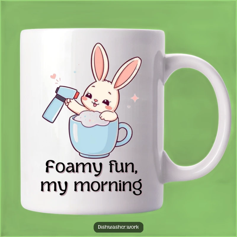Funny Rabbit Cleaning Mug - Playful Foam Spray Humor Gift