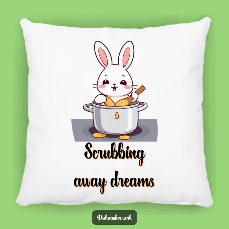 Funny Rabbit Cleaning Pillow: Comfy Cushion with Hilarious Chore Art, Great Funny Gift!