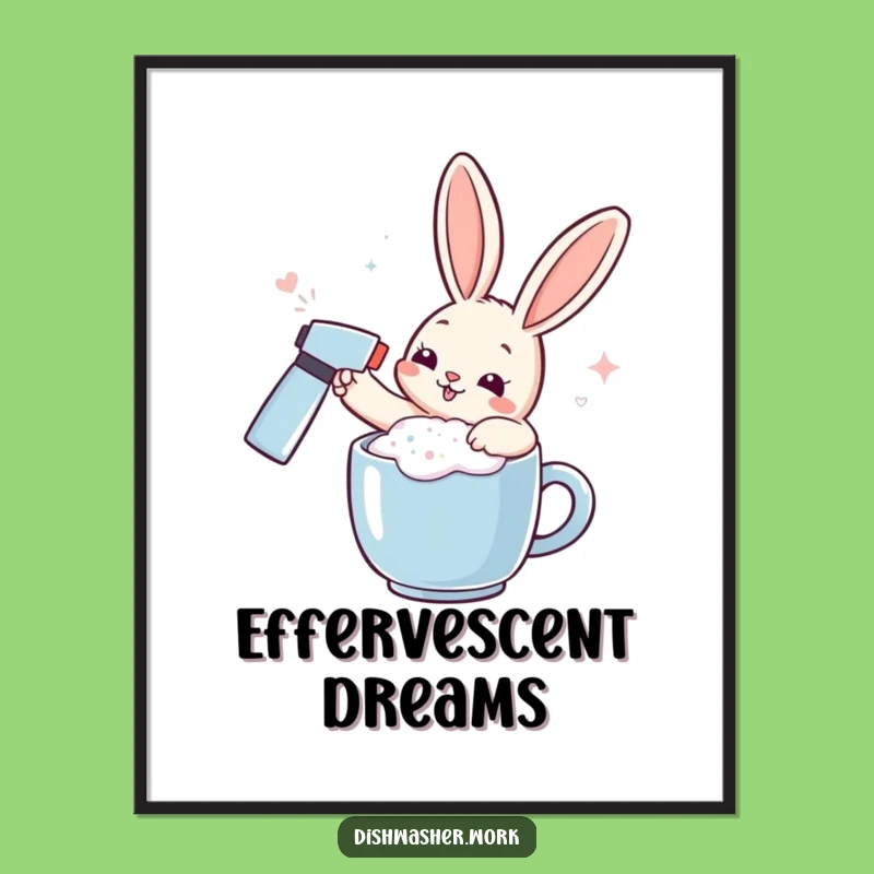 Funny Rabbit Digital Art - Playful Foam Print, Bubbly Decor Gift