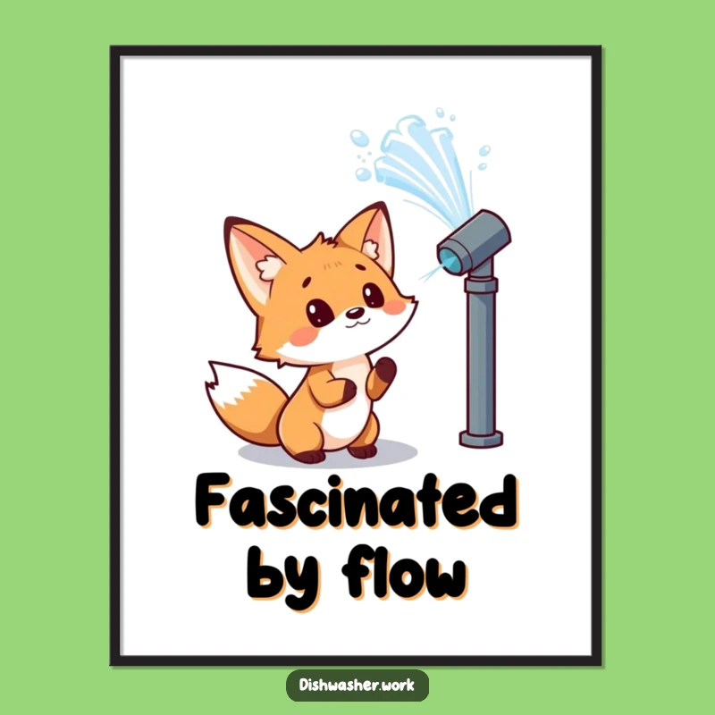Funny Fox Digital Art - Curious Water Print, Wonder Decor Gift