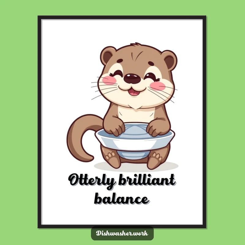 Funny Otter Plate Polishing Digital Art: Decor for Stars!