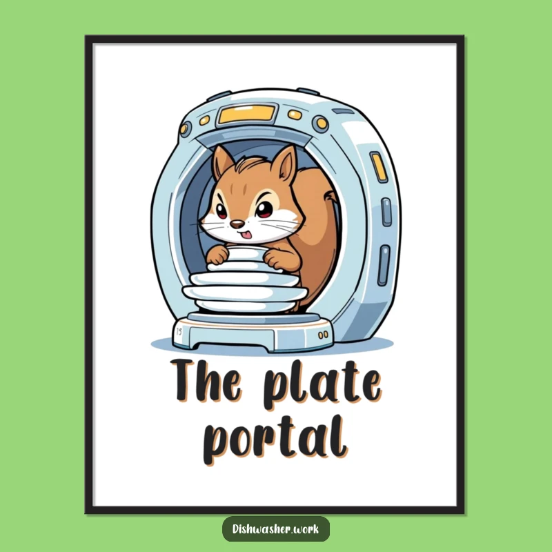 Funny Squirrel Digital Art: Sci-Fi Loading Machine, Instant Humorous Decor Gift