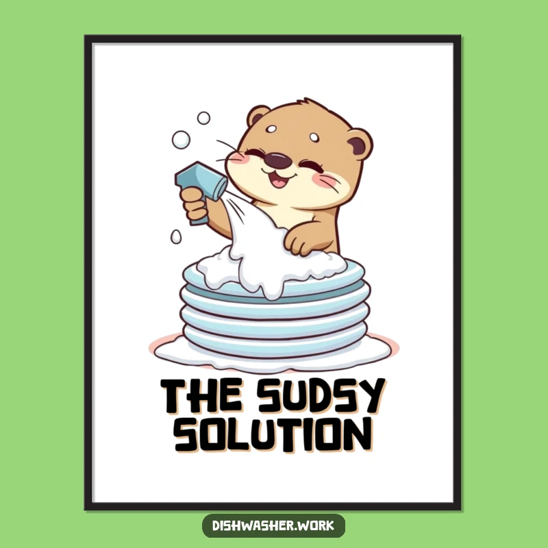 Funny Otter Digital Art: Suds Spray Action, Instant Humorous Decor Gift