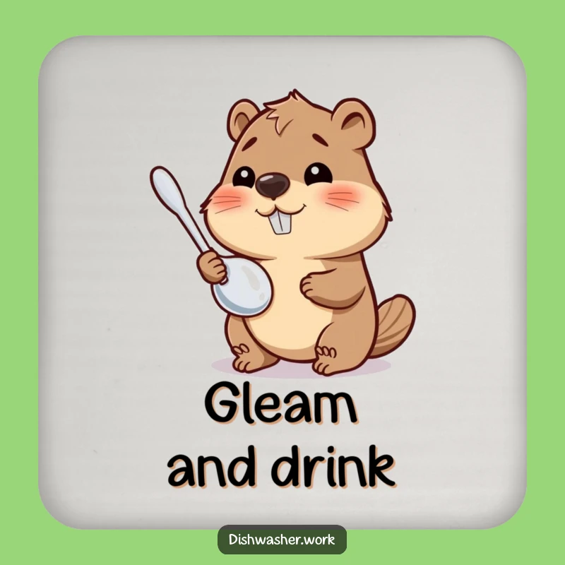 Funny Beaver Coaster Set: Utensil Shine Protection, Unique Humorous Gift