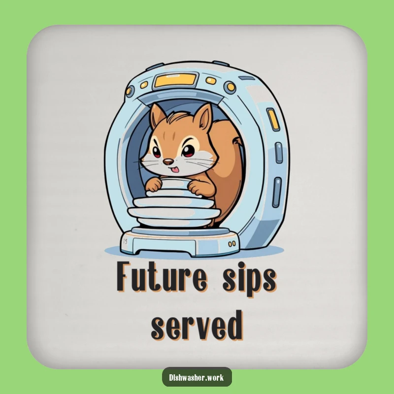 Funny Squirrel Coaster Set: Sci-Fi Protection, Unique Humorous Gift