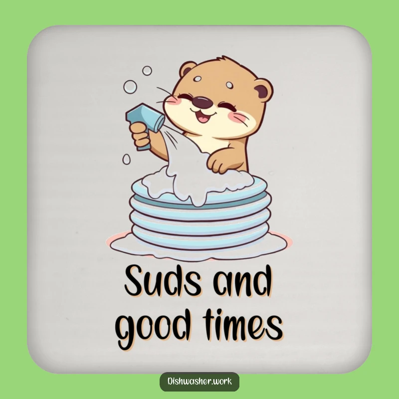 Funny Otter Coaster Set: Suds Protection, Unique Humorous Gift