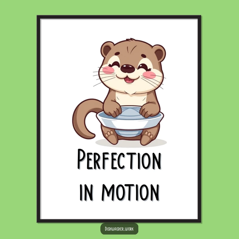 Funny Otter Plate Polishing Art Poster: Decor for Stars!