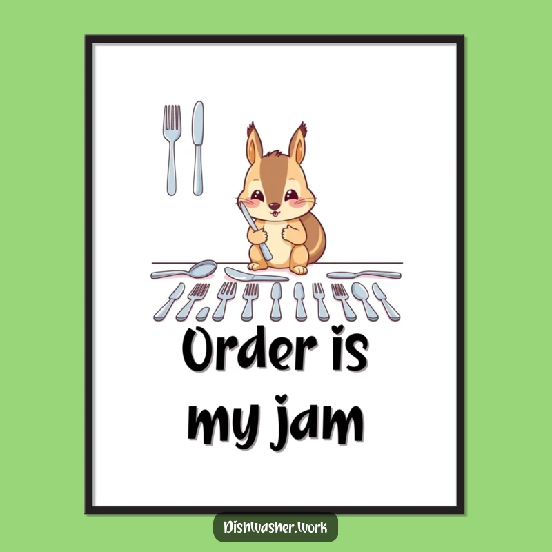 Funny Squirrel Poster - Diligent Cutlery Art, Shining Rows Decor Gift