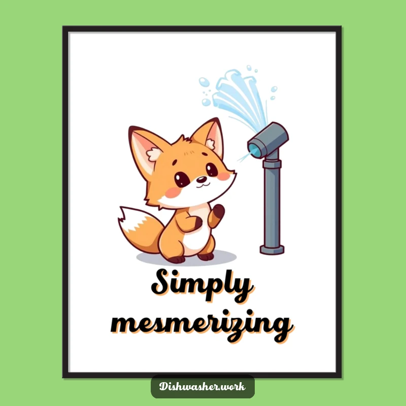 Funny Fox Poster - Curious Water Art, Wonder Decor Gift