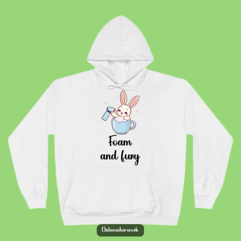 Funny Rabbit Hoodie - Cozy Foam Spray Sweatshirt, Playful Humor Gift