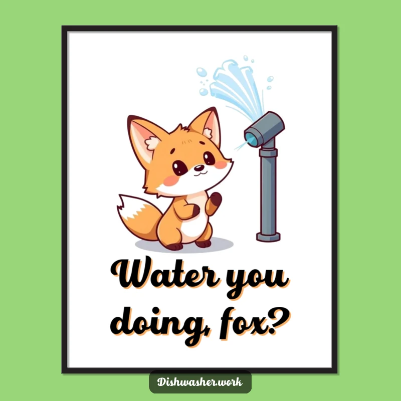 Free Printable Fox Wall Art: Water Jet Wonder, Humorous Scene, Downloadable Art