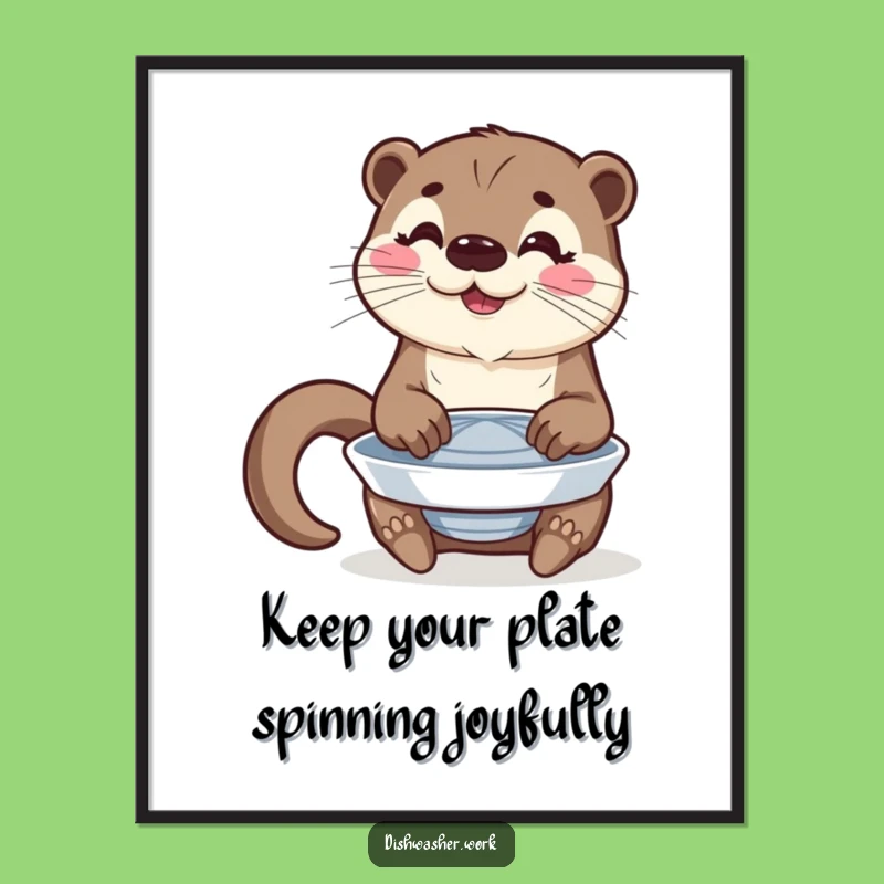 Free Printable Wall Art: Happy Otter Plate Spinner, Whimsical Decor