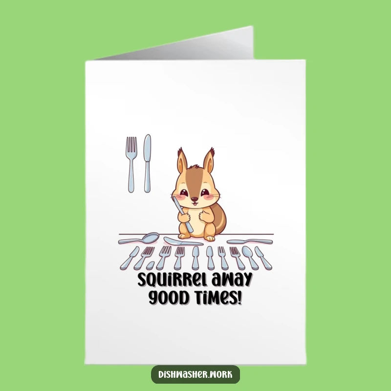 Free Printable Squirrel Birthday Card: Organized Cutlery Humor, Perfect Print at Home Gift