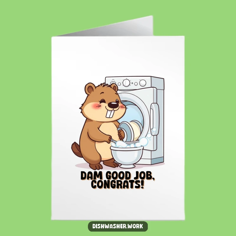 Free Printable Beaver Congratulations Card: Sparkling Dishwasher Humor for Big Wins, Print at Home