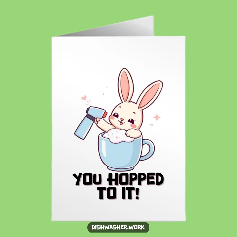 Free Printable Rabbit Congratulations Card: Effervescent Success, Humorous Foam Design, Print at Home