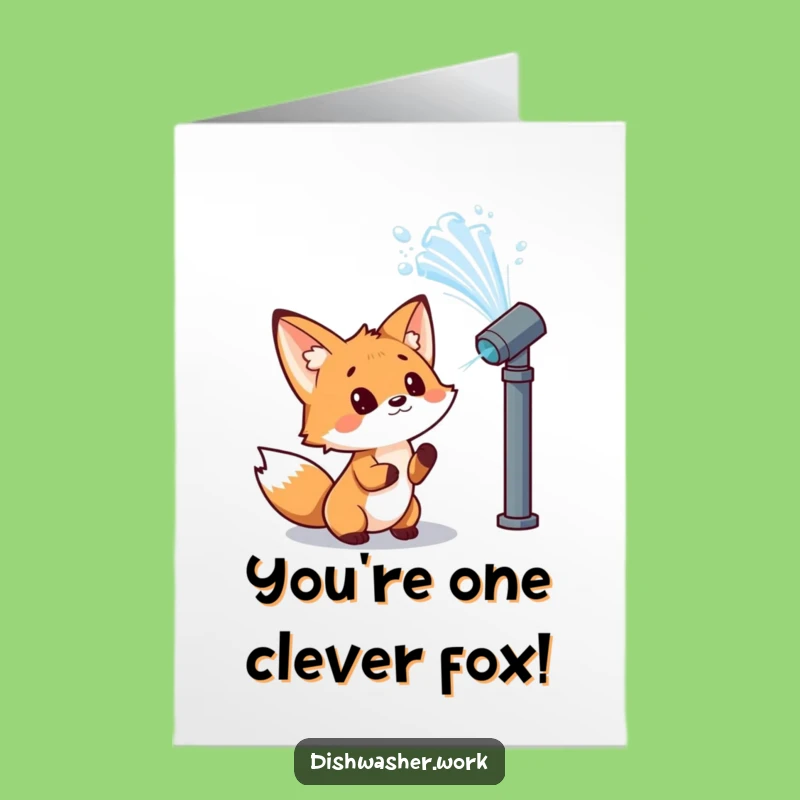 Free Printable Fox Congratulations Card: Water Jet Excitement, Humorous Awe, Print at Home