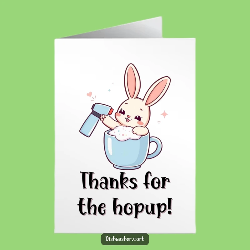 Free Printable Rabbit Thank You Card: Bubbly Gratitude, Humorous Foam Design for Home