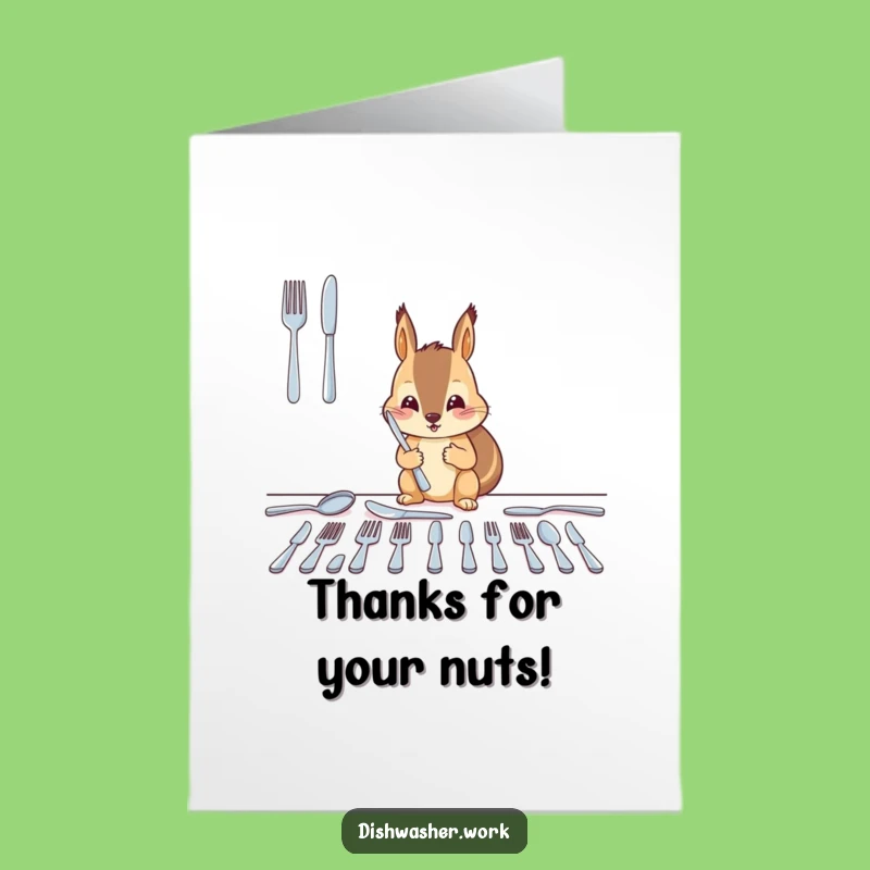 Free Printable Squirrel Thank You Card: Neat Cutlery Thanks, Humorous Organization, Print at Home