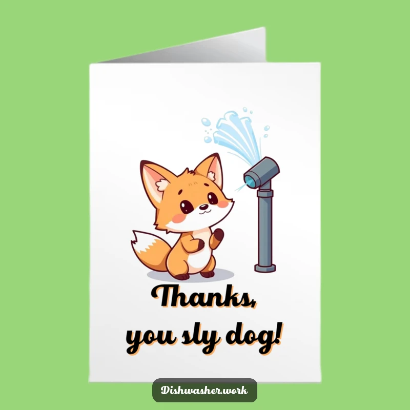 Free Printable Fox Thank You Card: Water Wonder Thanks, Humorous Surprise, Print at Home