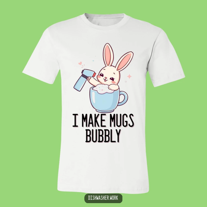 Funny Rabbit Foam T-Shirt - Playful Mug Cleaner Humor Gift