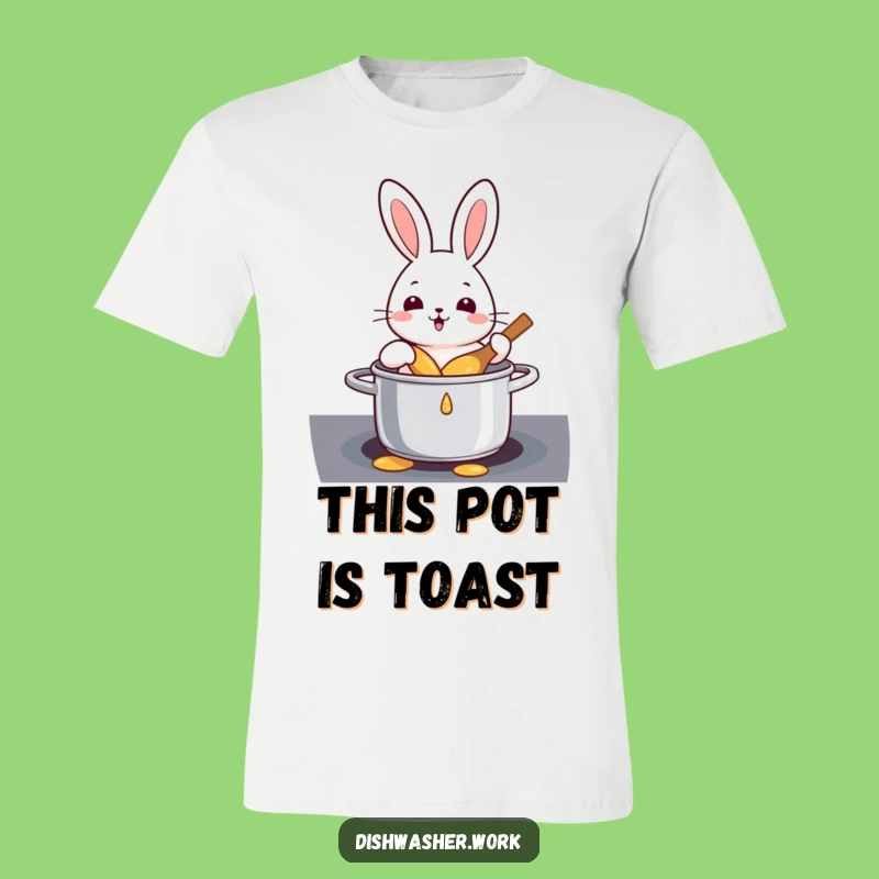 Funny Rabbit Scrubbing Pot T-Shirt: Hilarious Chore Humor & Perfect Funny Gift!