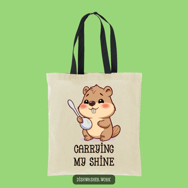 Funny Beaver Tote Bag: Polished Utensil Carryall, Chic Humorous Gift